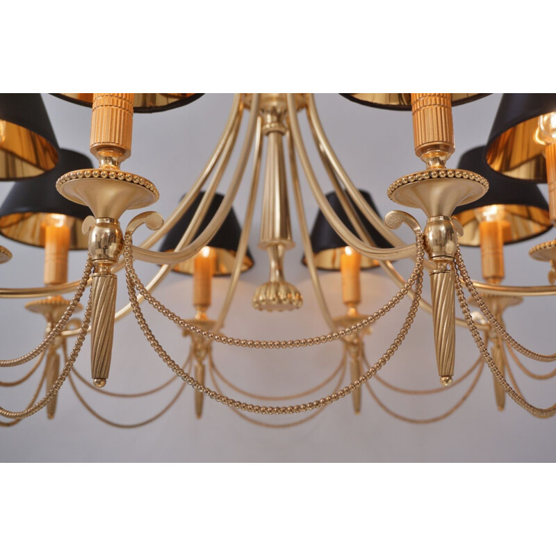 Vintage Neoclassical chandelier in gilt brass by Sciolari, 1960s