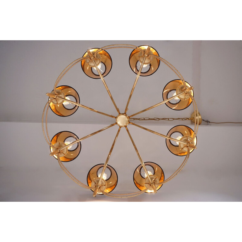 Vintage Neoclassical chandelier in gilt brass by Sciolari, 1960s