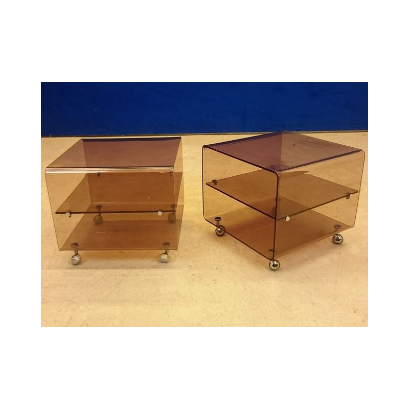 Pair of Roche Bobois plexiglass nightstands, Michel DUMAS - 1970s