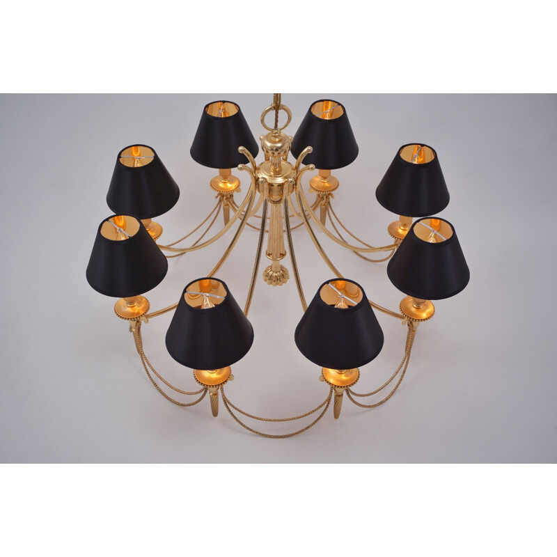 Vintage Neoclassical chandelier in gilt brass by Sciolari, 1960s