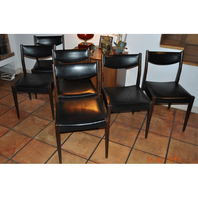 Set of  6 chairs in rosewood - 1960s