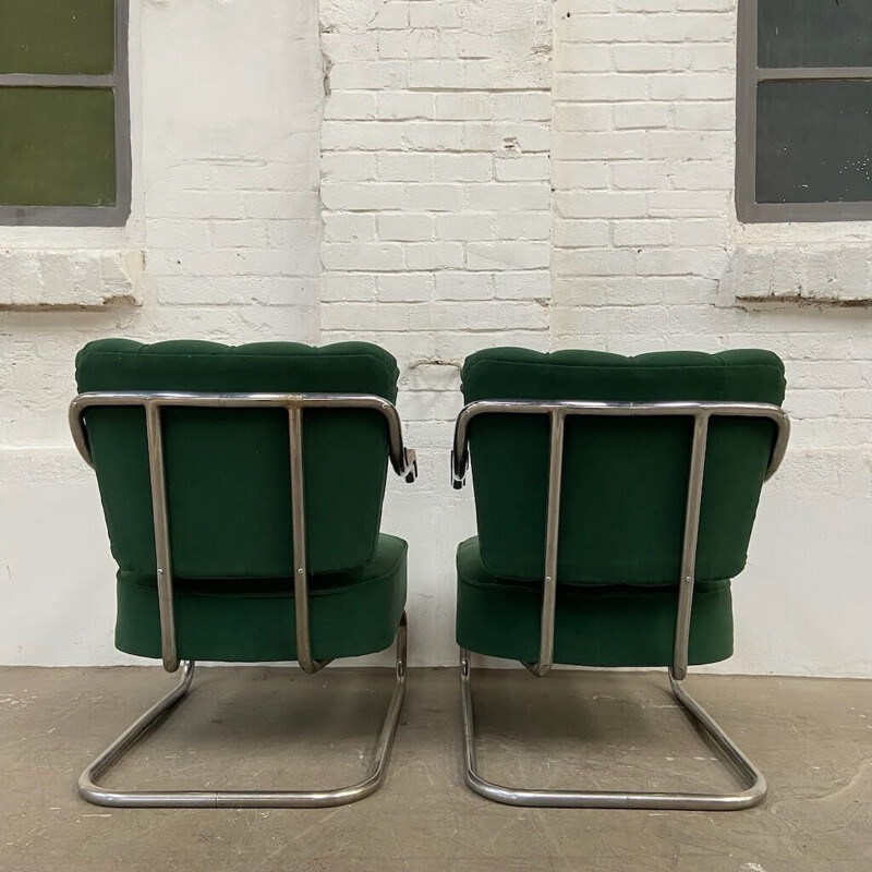 Pair of vintage functionalist armchairs for Mücke Melder, 1930s