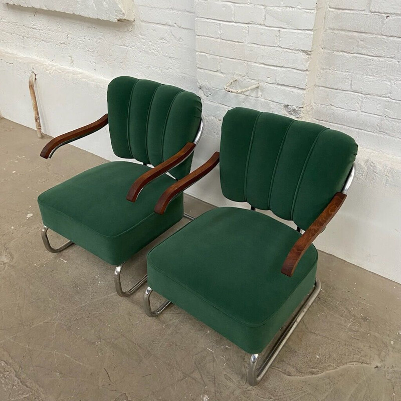 Paire de fauteuils fonctionnalistes vintage pour Mücke Melder, 1930