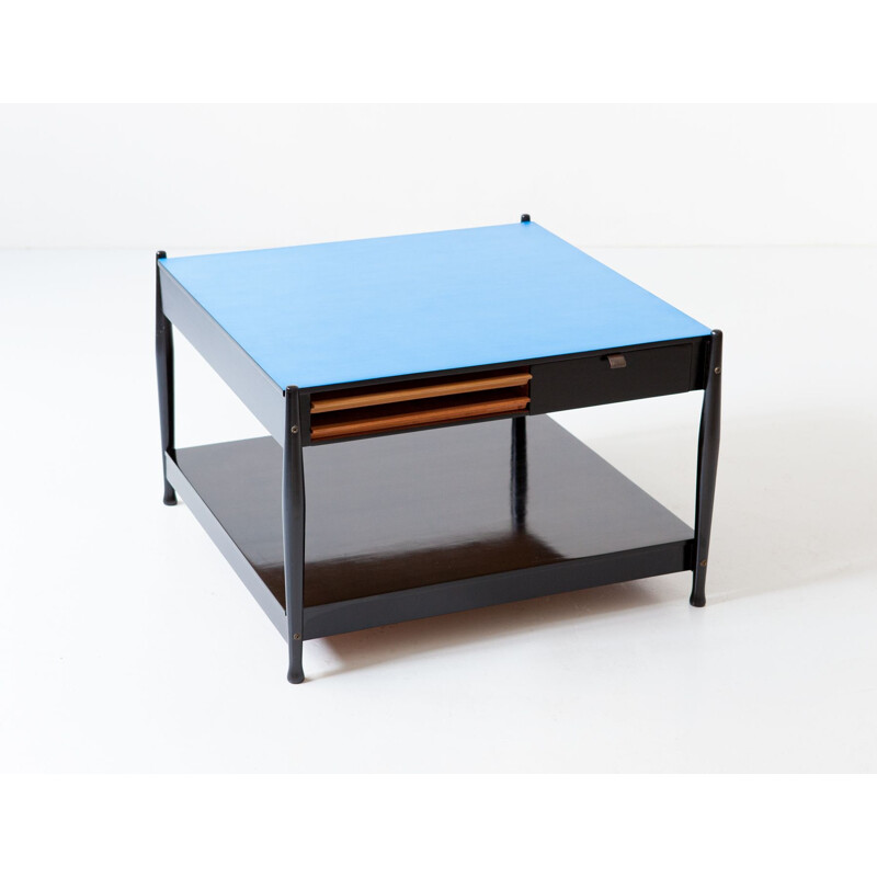 Italian vintage black and blue coffee table by Fratelli Reguitti, 1950s