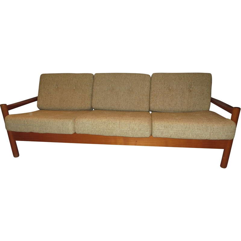 Scandinavian sofa in solid teak and fabric - 1960s