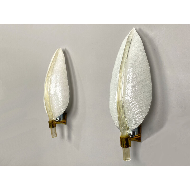 Pair of vintage Murano glass sconces by Barovier and Toso, Italy 1960