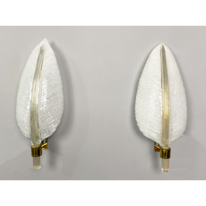 Pair of vintage Murano glass sconces by Barovier and Toso, Italy 1960