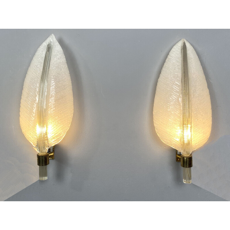 Pair of vintage Murano glass sconces by Barovier and Toso, Italy 1960