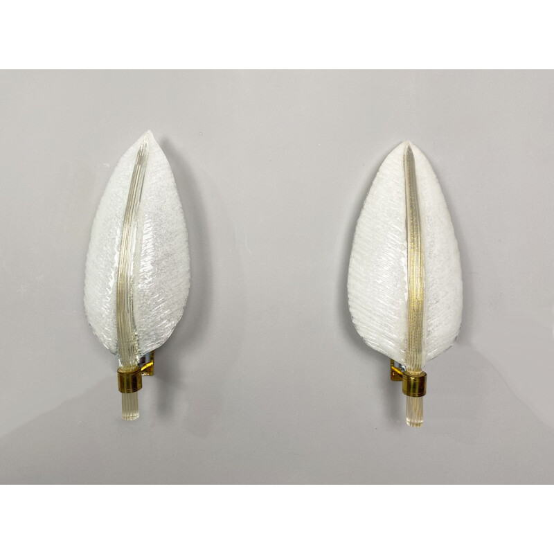 Pair of vintage Murano glass sconces by Barovier and Toso, Italy 1960