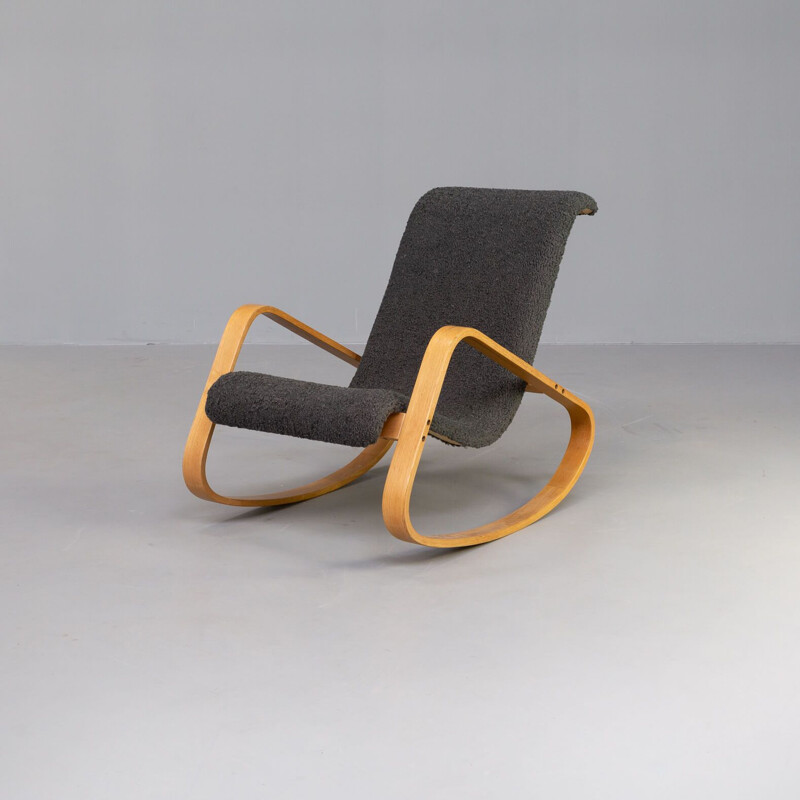 Vintage "dondolo" sheepskin rocking chair by Luigi Crassevig for Crassevig, 1970s