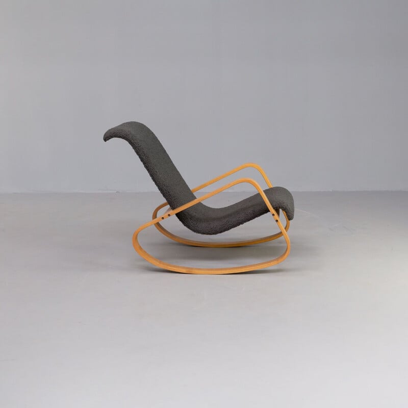 Vintage "dondolo" sheepskin rocking chair by Luigi Crassevig for Crassevig, 1970s