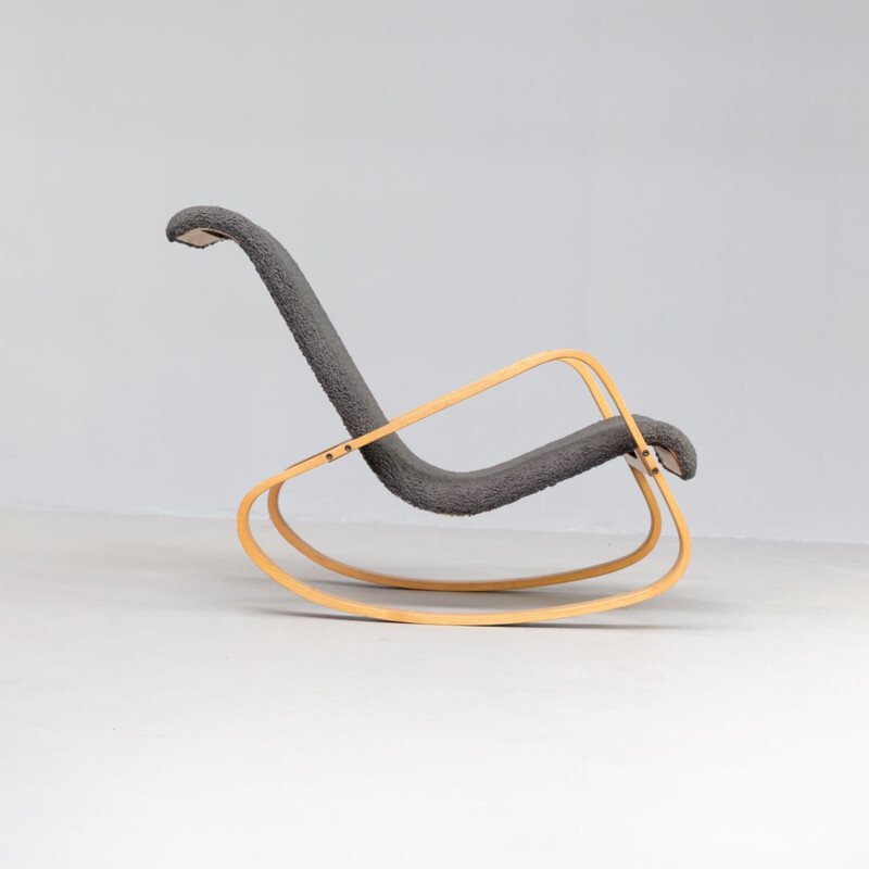 Chaise à bascule vintage "dondolo" en peau de mouton par Luigi Crassevig pour Crassevig, 1970