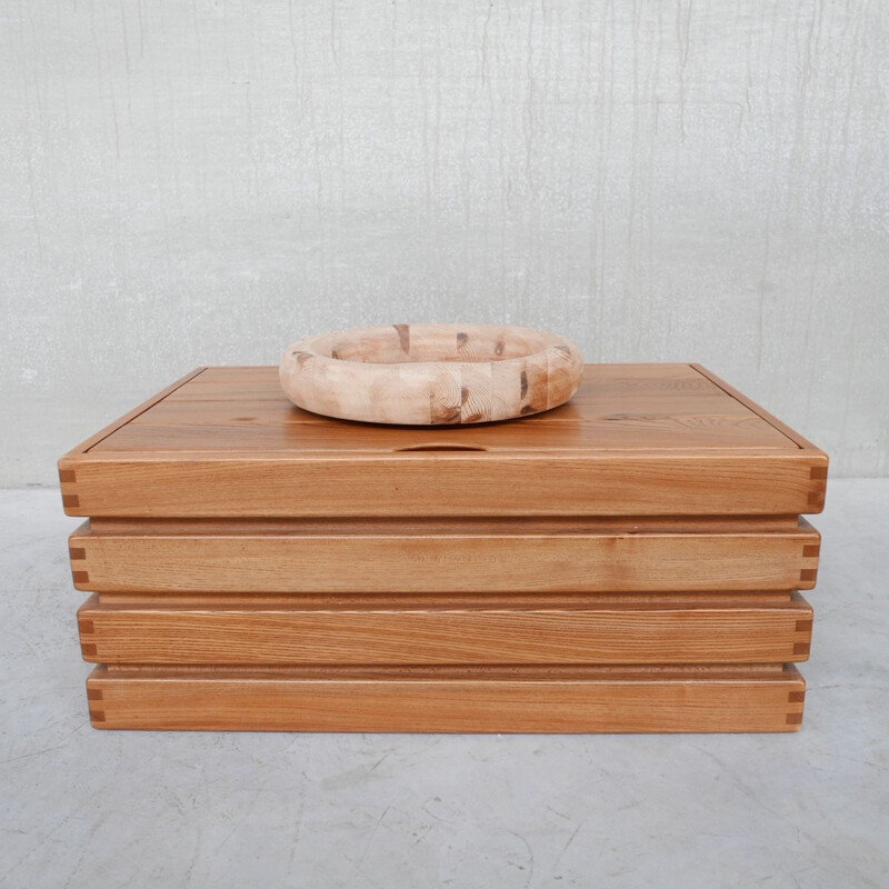 Mid-century pine wooden bowl, Belgium 1970s