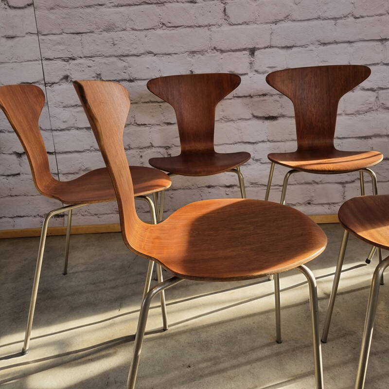 Set of 6 mid century 3105 Mosquito chairs by Arne Jacobsen for Fritz Hansen, Denmark 1950s