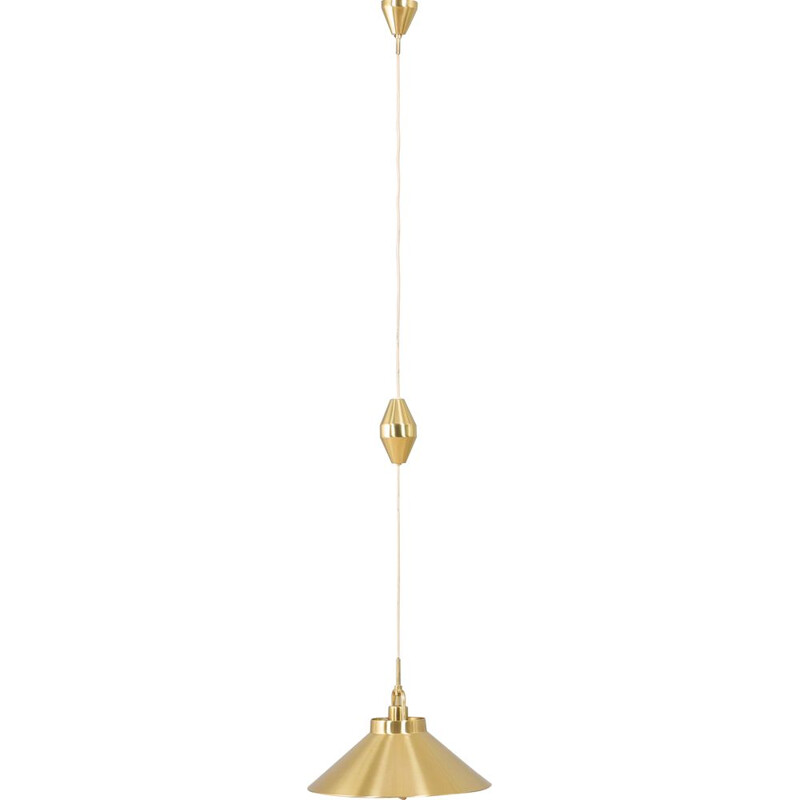 Adjustable vintage P-295 brass pendant lamp by Fritz Schlegel for Lyfa, Denmark 1960