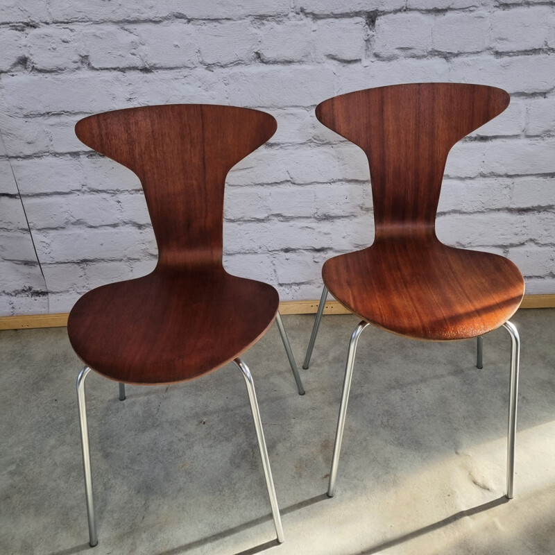 Pareja de sillas vintage Mosquito 3105 de Arne Jacobsen para Fritz Hansen, Dinamarca 1950