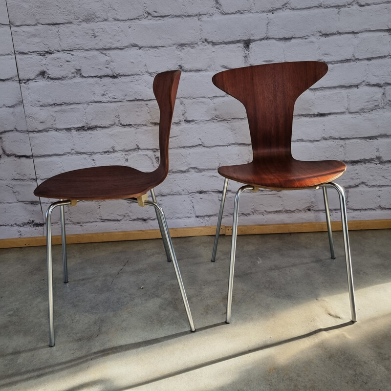 Coppia di sedie vintage Mosquito 3105 di Arne Jacobsen per Fritz Hansen, Danimarca 1950