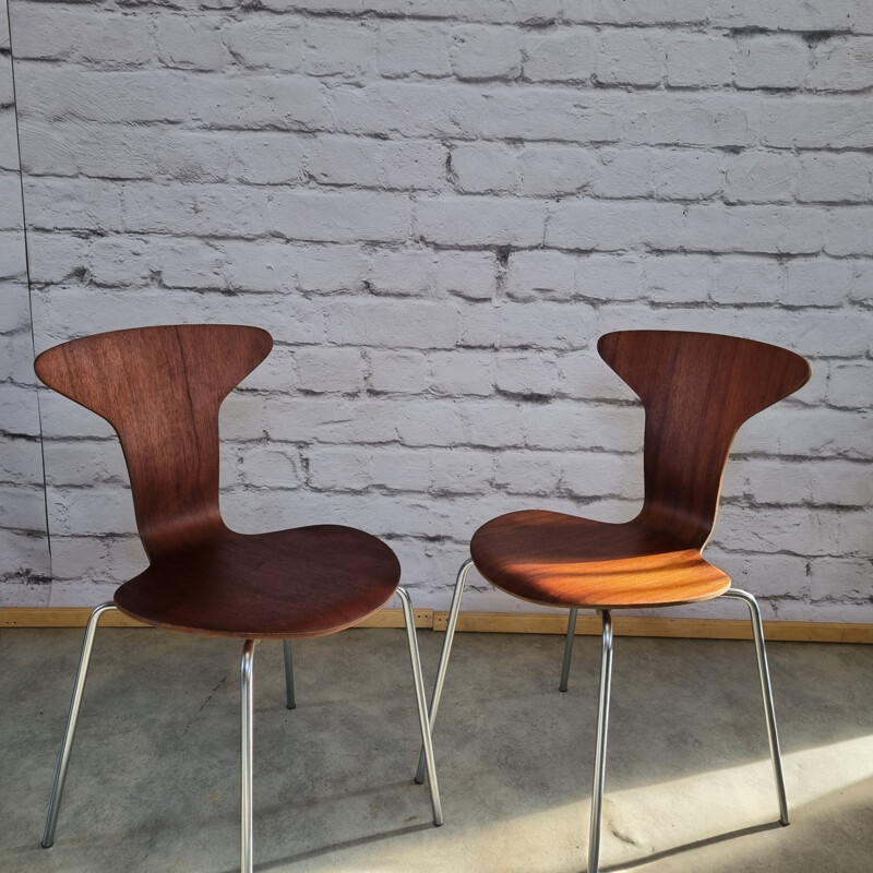 Coppia di sedie vintage Mosquito 3105 di Arne Jacobsen per Fritz Hansen, Danimarca 1950