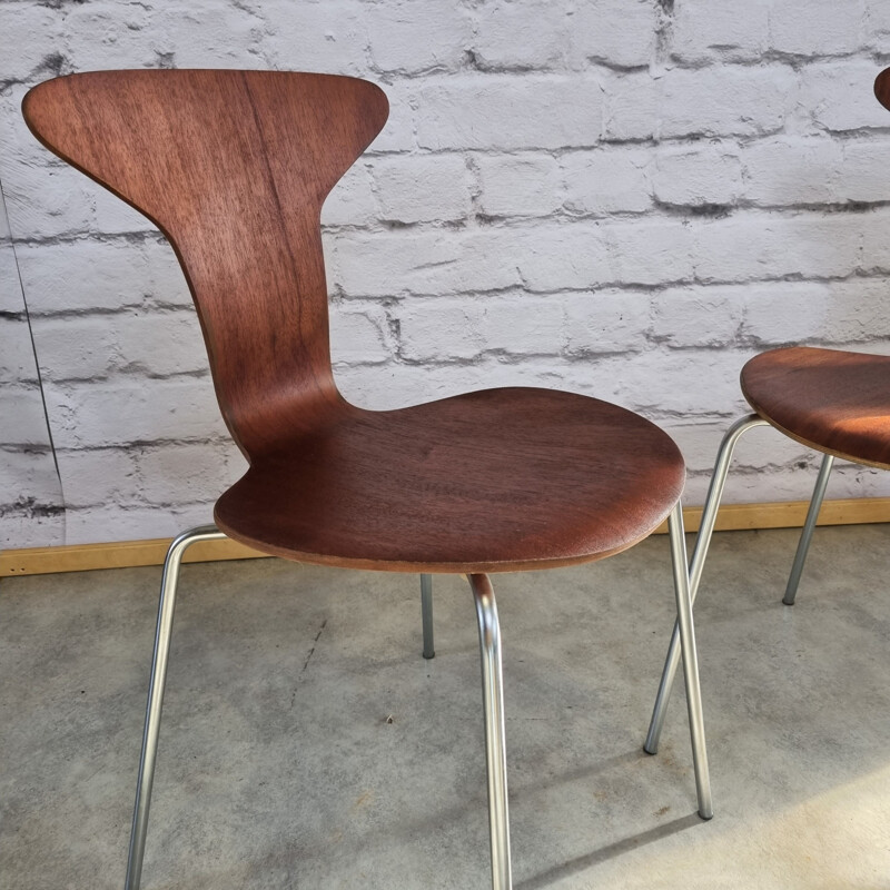 Coppia di sedie vintage Mosquito 3105 di Arne Jacobsen per Fritz Hansen, Danimarca 1950