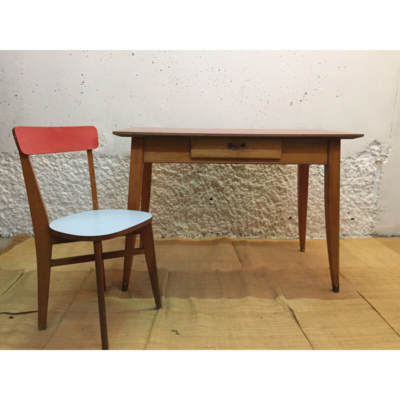 Mid century dining table with red formica top - 1960s