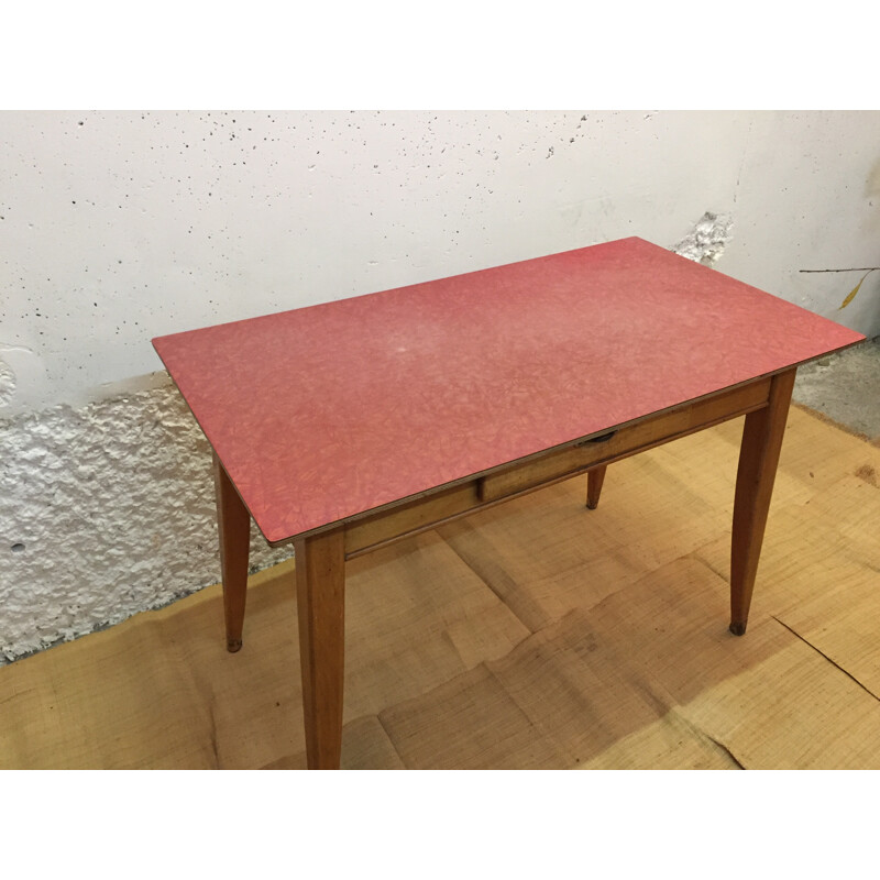 Mid century dining table with red formica top - 1960s