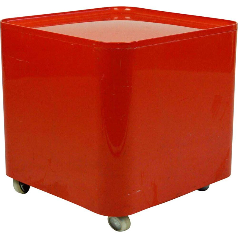 Vintage space age red Abs plastic cart by Marcello Siard for Coll. Longato, Italy 1960