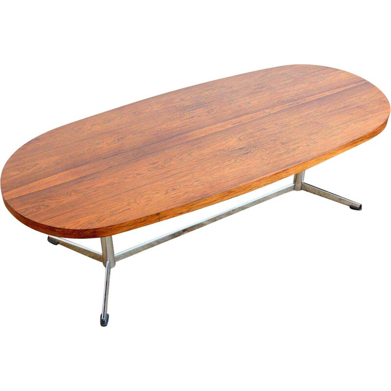 Vintage coffee table in rosewood and chromed metal, Denmark 1960