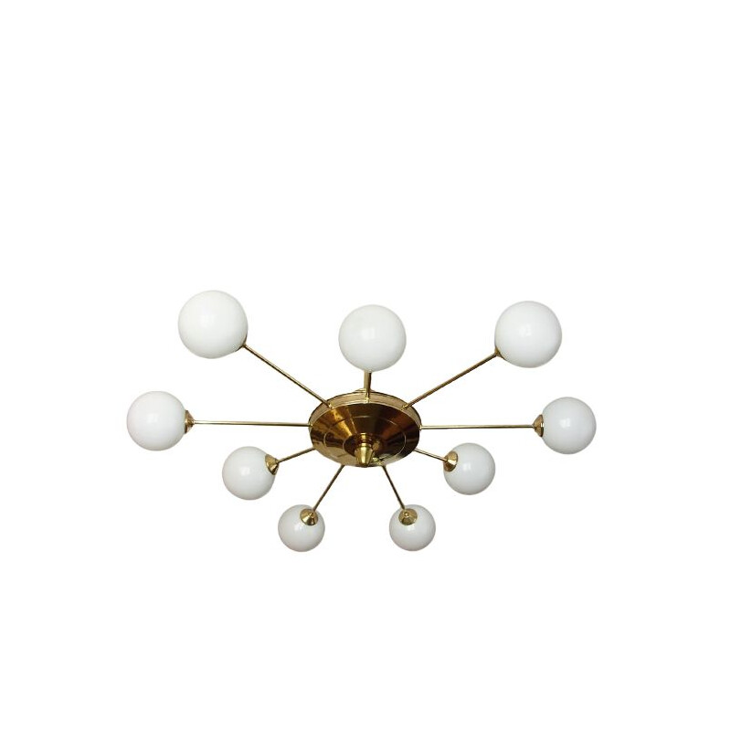 Mid century brass and glass chandelier, 1960s