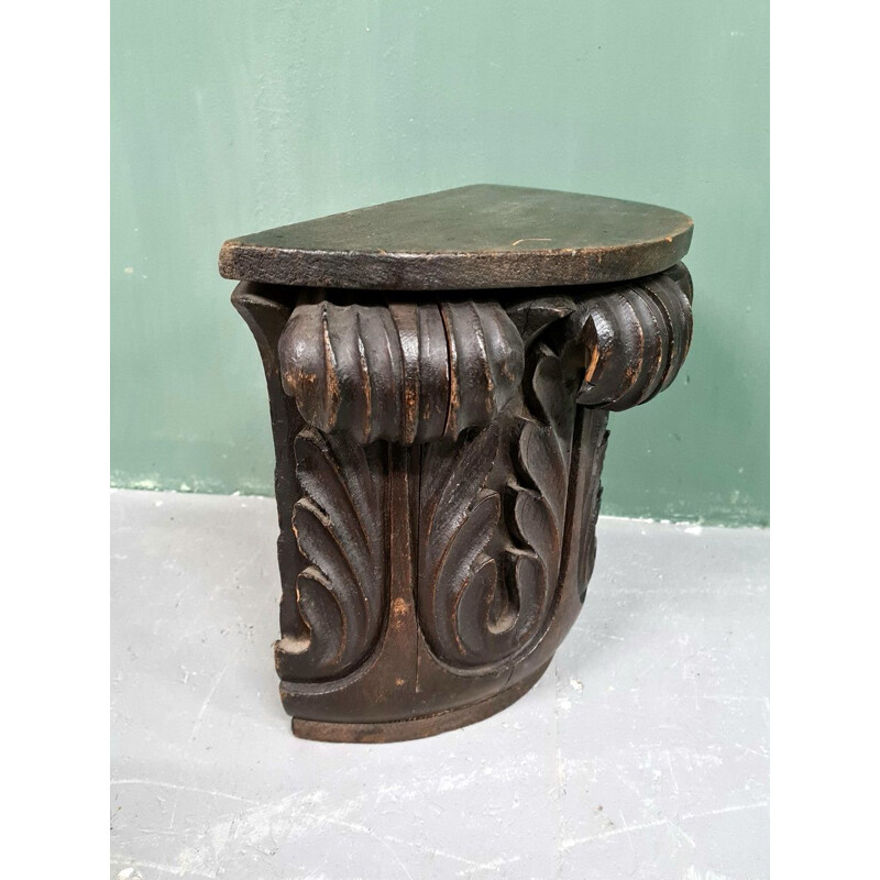 Vintage oakwood half column console, 1900