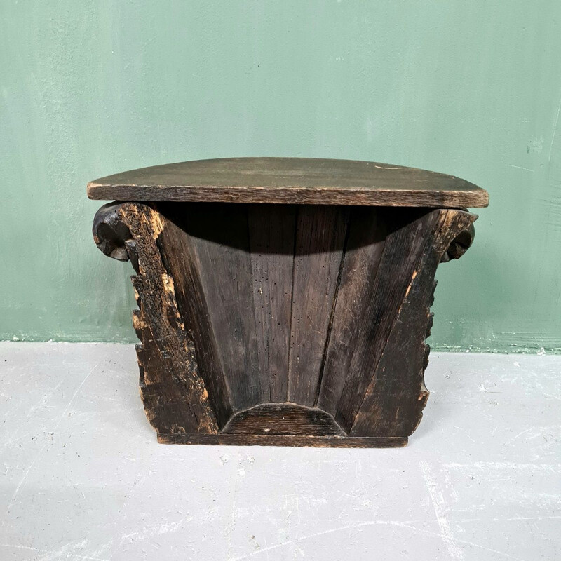 Console à demi colonne vintage en chêne, 1900