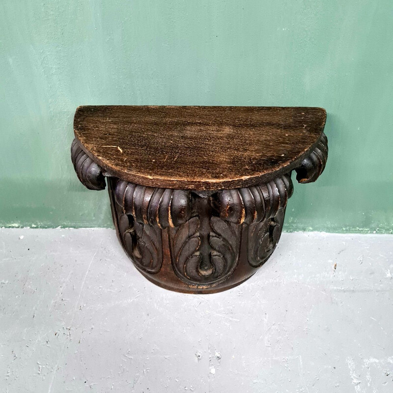 Vintage oakwood half column console, 1900
