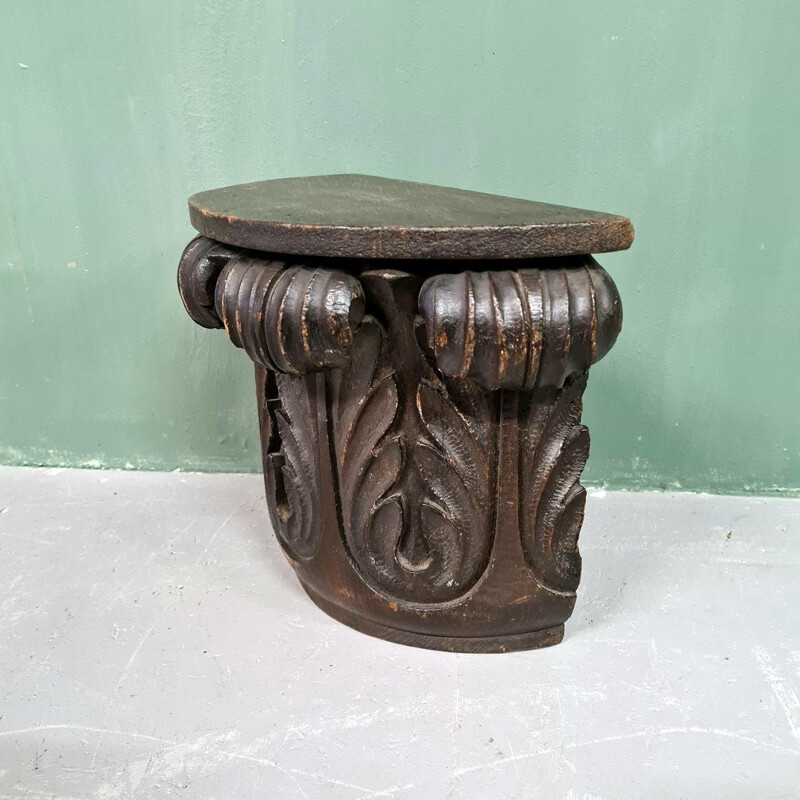 Vintage oakwood half column console, 1900