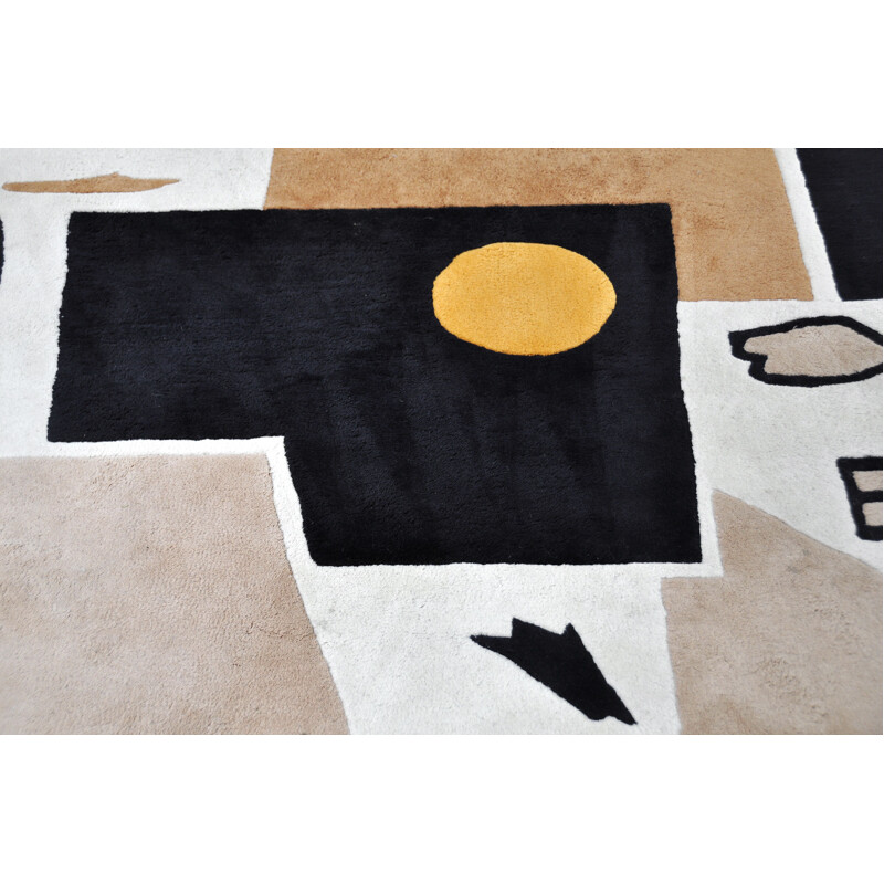 Alfombra vintage tejida a mano con motivos abstractos, 1980