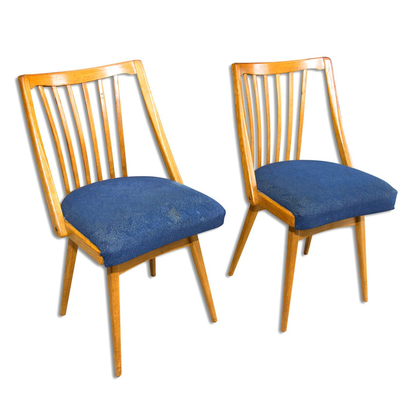 Paar vintage gebogen beukenhouten stoelen van Antonín Šuman, Tsjecho-Slowakije 1960