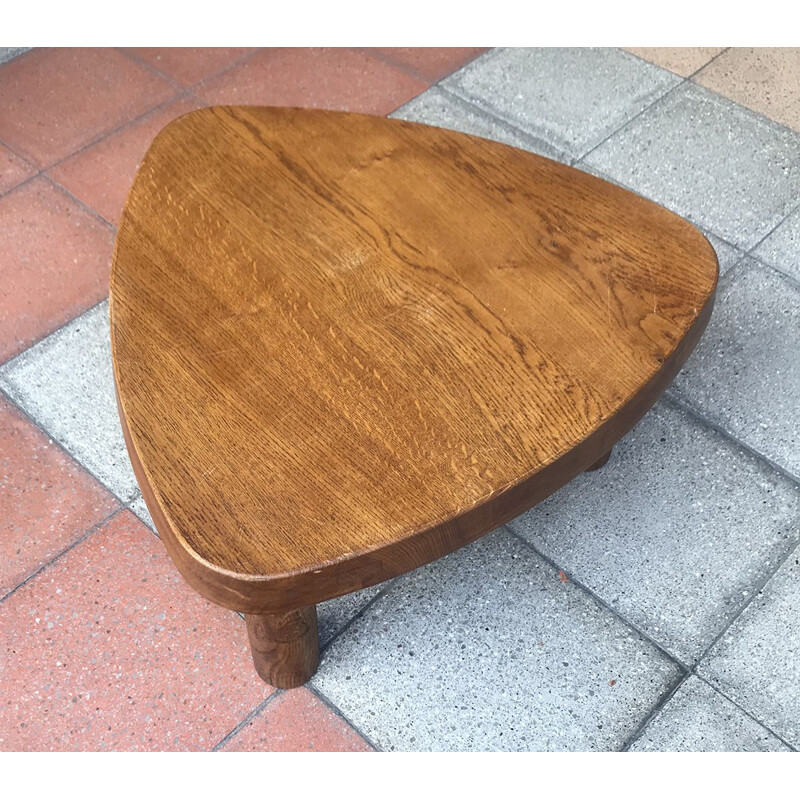Vintage T23 solid elm coffee table by Pierre Chapo, 1975