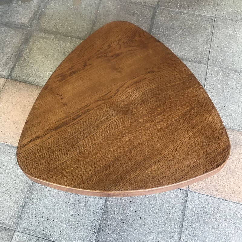 Vintage T23 solid elm coffee table by Pierre Chapo, 1975