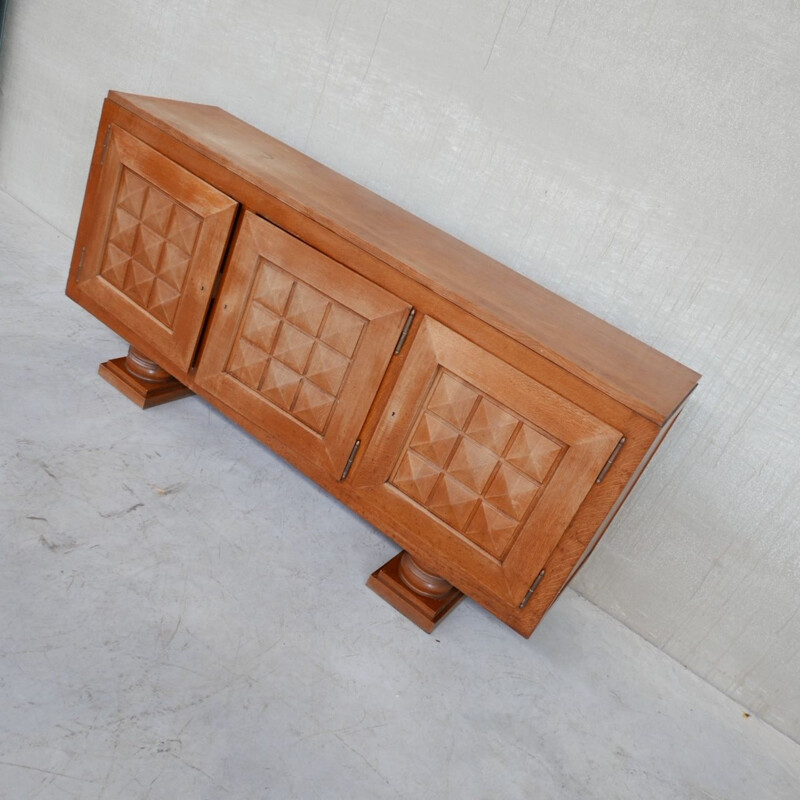 French Art Deco vintage oakwood sideboard, 1940s