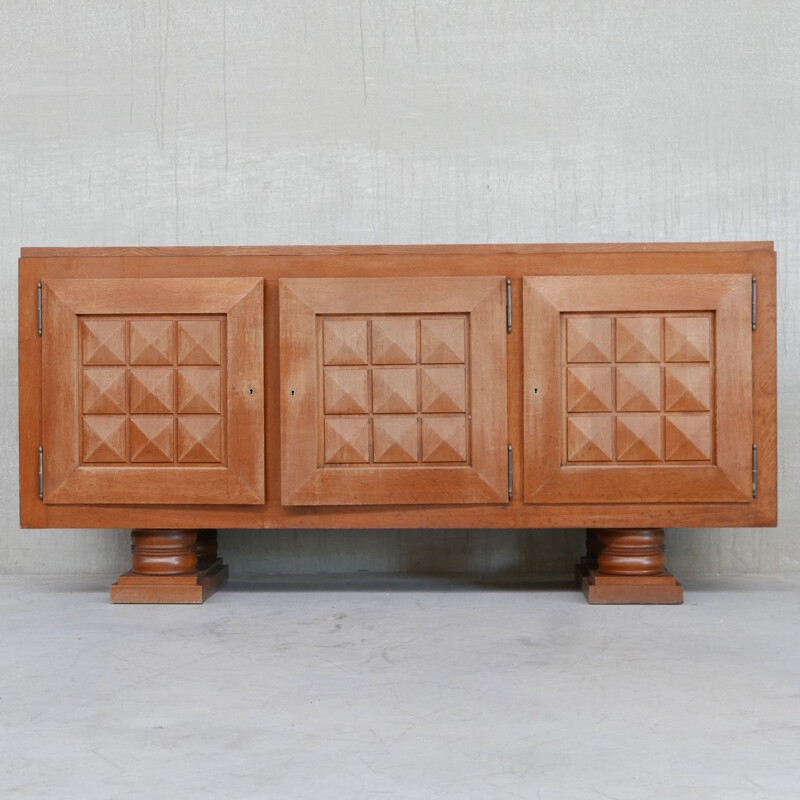 French Art Deco vintage oakwood sideboard, 1940s