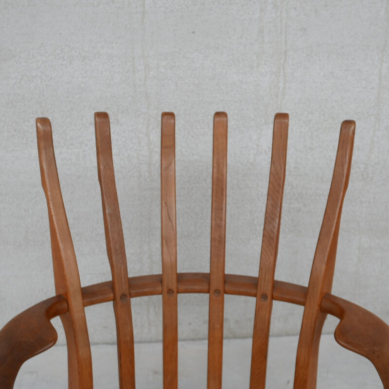 Fauteuil vintage Repos en bois de chêne par Guillerme et Chamron, France 1950