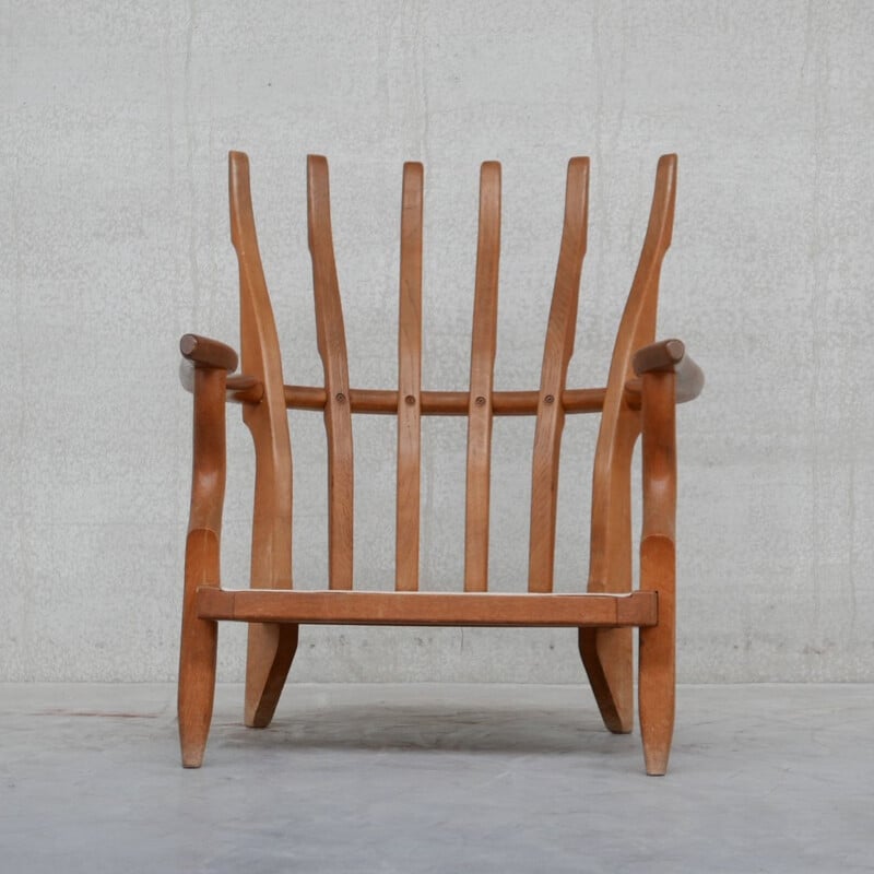 Fauteuil vintage Repos en bois de chêne par Guillerme et Chamron, France 1950