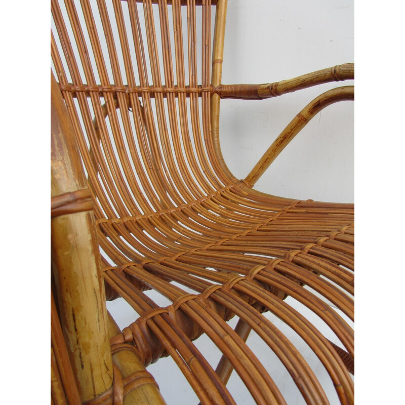 Vintage Jonkers Meubels rattan lounge chair, Dirk VAN SLIEDREGT - 1950s