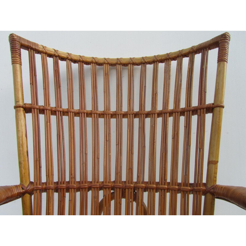 Vintage Jonkers Meubels rattan lounge chair, Dirk VAN SLIEDREGT - 1950s