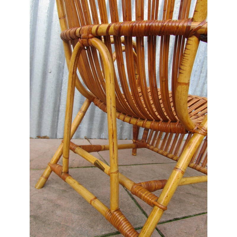 Vintage Jonkers Meubels rattan lounge chair, Dirk VAN SLIEDREGT - 1950s