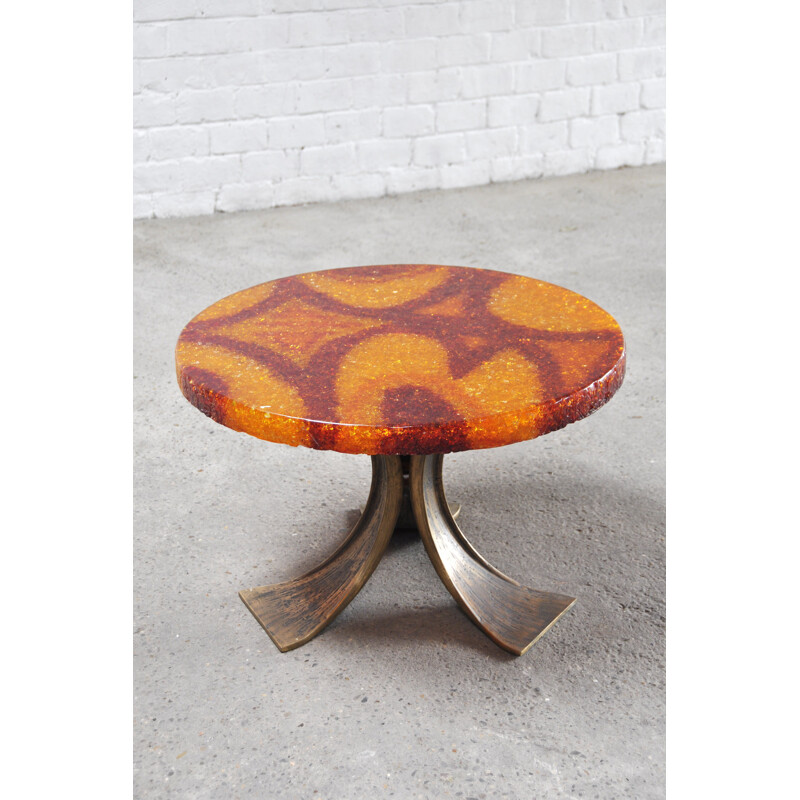 Vintage coffee table with resin top, France 1970