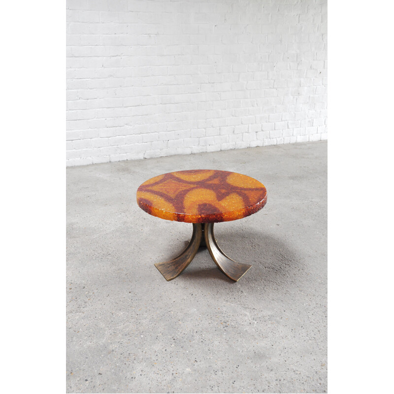 Vintage coffee table with resin top, France 1970