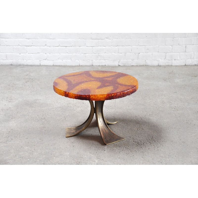 Vintage coffee table with resin top, France 1970