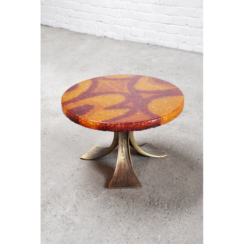 Vintage coffee table with resin top, France 1970