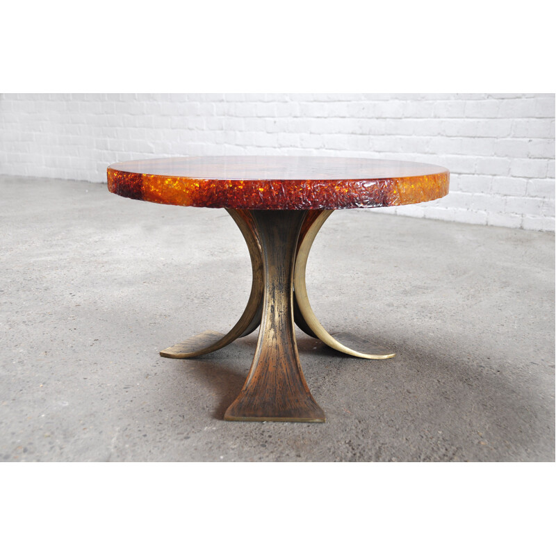 Vintage coffee table with resin top, France 1970