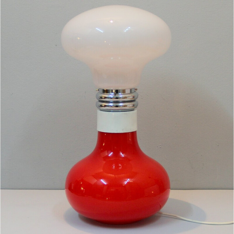 Italian lamp in red and white glass - 1960s