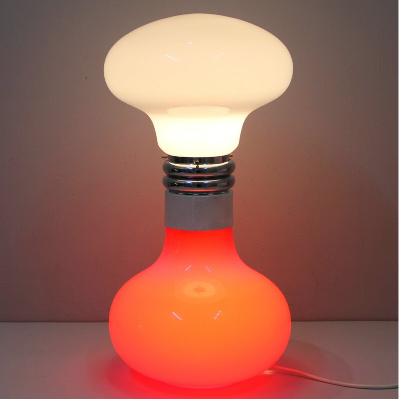 Italian lamp in red and white glass - 1960s